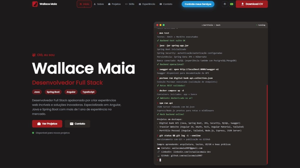 Wallace Maia | Desenvolvedor Full Stack Angular & Java — Portfólio